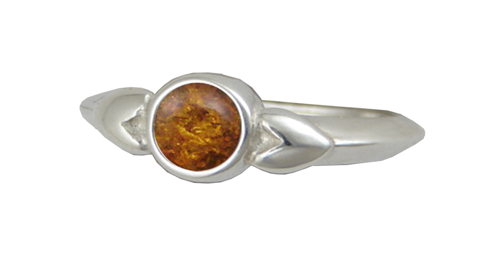 Sterling Silver When Two Hearts Are One Ring With Amber Size 8